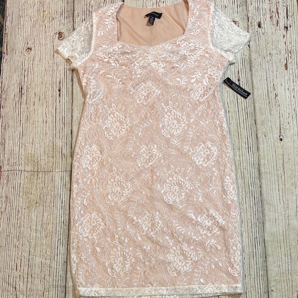 R&M Richards White Lace Midi Dress Sz 16 NEW